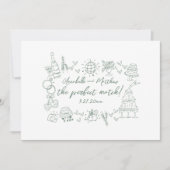 Invitation Mariage Vert Fantaisiste Parfaitement Accordé Dess (Devant)