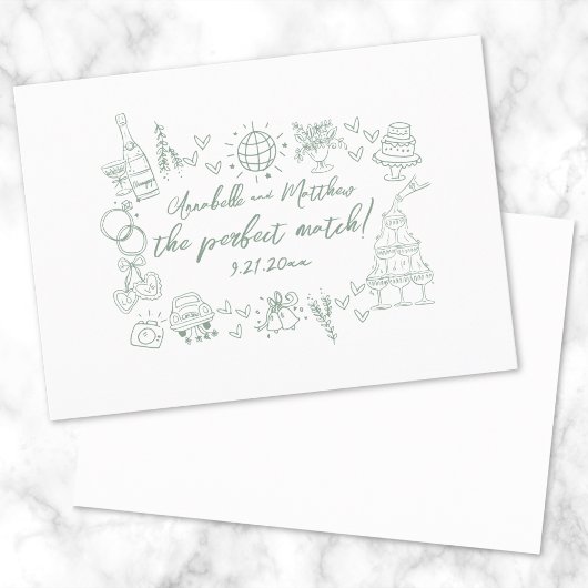 Invitation Mariage Vert Fantaisiste Parfaitement Accordé Dess