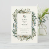 INVITATION MARIAGE VERT FEUILLE WREATT (Debout devant)