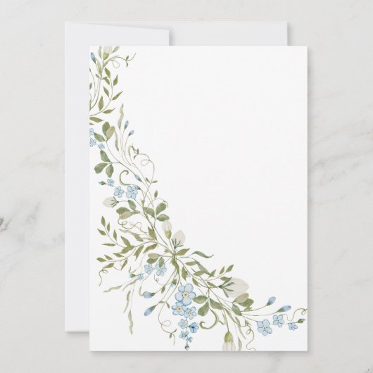 Invitation Mariage vert Fleur sauvage bleu printemps (Dos)