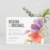 Invitation Mariage vert Fleur sauvage gras moderne (Debout devant)