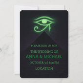 Invitation Mariage vert foncé de l'oeil égyptien d'Halloween (Devant)