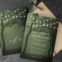 Mariage vert foncé des lumières des arbres foresti