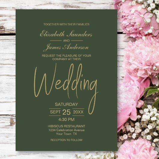 Invitation Mariage vert forestier