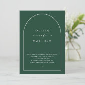 Invitation Mariage Vert Forêt Sombre | Photo d'Arche + Code Q (Debout devant)