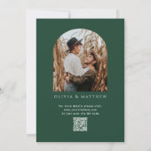 Invitation Mariage Vert Forêt Sombre | Photo d'Arche + Code Q (Dos)