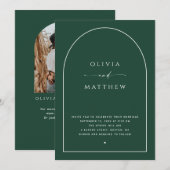 Invitation Mariage Vert Forêt Sombre | Photo d'Arche + Code Q (Devant / Derrière)