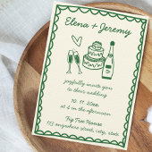 Invitation Mariage vert français Vintage illustré à la main
