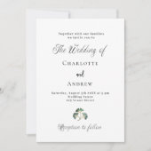 Invitation Mariage vert ginkgo feuille script simple (Devant)