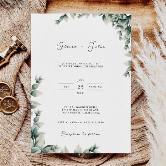 Invitation Mariage vert invite Modèle
