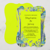 Invitation Mariage vert jaune pâle bleu Dusty (Devant / Derrière)