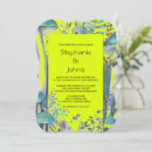 Invitation Mariage vert jaune pâle bleu Dusty (Debout devant)