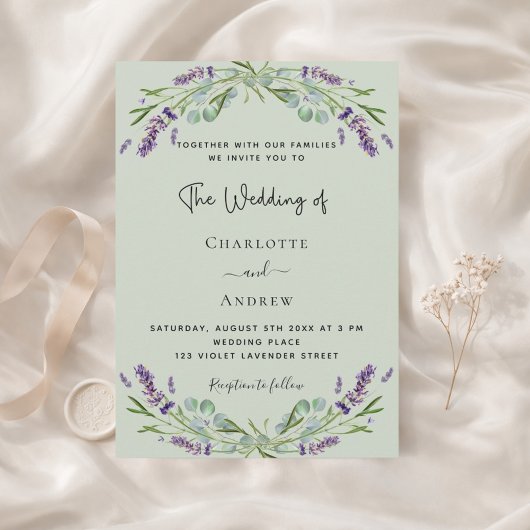 Invitation Mariage vert Lavender eucalyptus