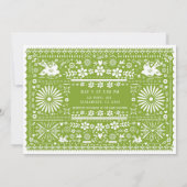 Invitation Mariage vert lime avocat Picado mexicain (Dos)