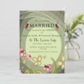 Invitation Mariage Vert Ludique & Coccinelles (Debout devant)