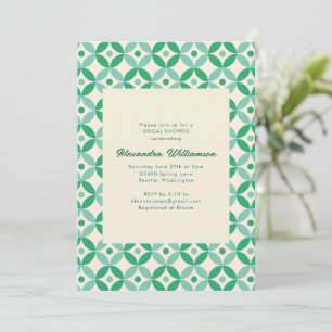 Invitation Mariage Vert Menthe Bleu Géométrique Rétro