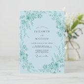 Invitation Mariage Vert Menthe Ciel (Debout devant)
