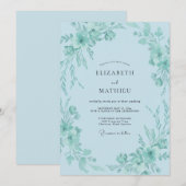 Invitation Mariage Vert Menthe Ciel (Devant / Derrière)