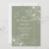 Invitation Mariage vert minimaliste Boho Sage (Devant)
