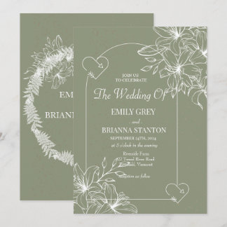 Invitation Mariage vert minimaliste Boho Sage