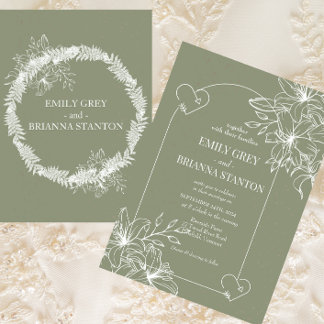 Invitation Mariage vert minimaliste Boho Sage