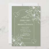 Invitation Mariage vert minimaliste Boho Sage (Devant)