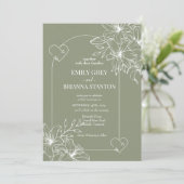 Invitation Mariage vert minimaliste Boho Sage (Debout devant)