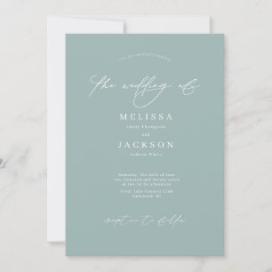 Invitation Mariage vert minimaliste Pastel Seafoam