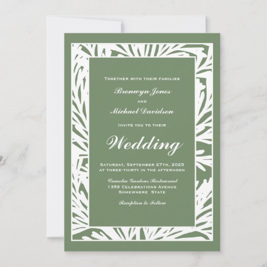 Invitation Mariage vert moderne (Devant)