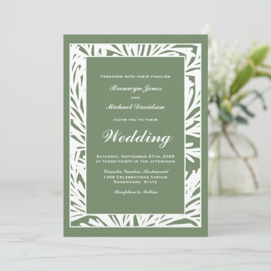 Invitation Mariage vert moderne (Debout devant)