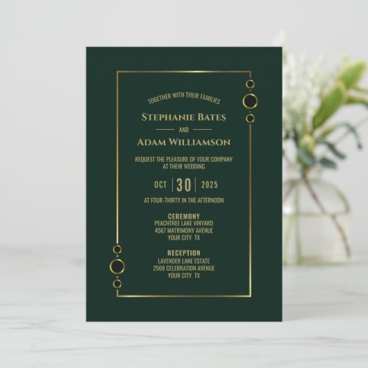 Invitation Mariage vert moderne (Debout devant)