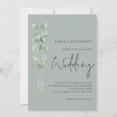 Invitation Mariage vert moderne Eucalyptus Script Sage (Devant)