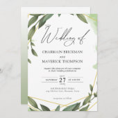 Invitation Mariage vert moderne Sage (Devant / Derrière)