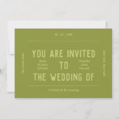 Invitation Mariage vert monochrome rétro (Devant)