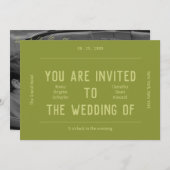 Invitation Mariage vert monochrome rétro (Devant / Derrière)