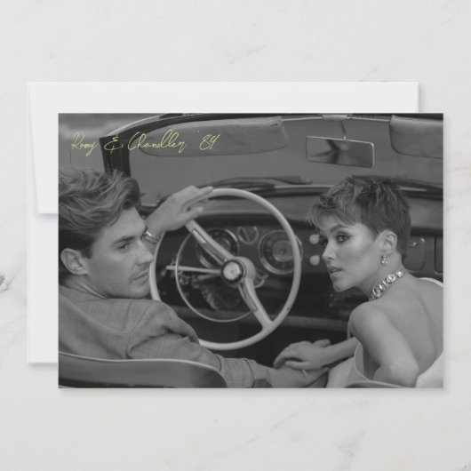 Invitation Mariage vert monochrome rétro (Dos)