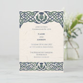 Invitation Mariage Vert Navy Celtique Chardon (Debout devant)