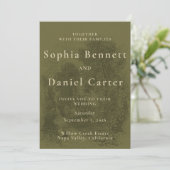 Invitation Mariage Vert Olive Vintage (Debout devant)