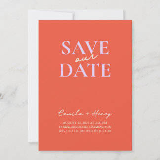 Invitation Mariage vert orange minimaliste moderne