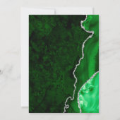 Invitation Mariage Vert & Paillettes d'Argent Agate et marbre (Dos)