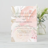 Invitation Mariage vert pâle rose crème pâle (Debout devant)