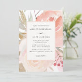 Invitation Mariage vert pâle rose crème pâle (Debout devant)