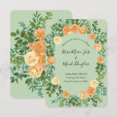Invitation Mariage Vert Pêche Printemps Pastel (Devant / Derrière)
