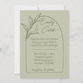 Invitation Mariage vert pour arche feuille moderne (Devant)