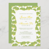 Invitation Mariage vert printemps de l'arbre Gingko 2 (Devant / Derrière)
