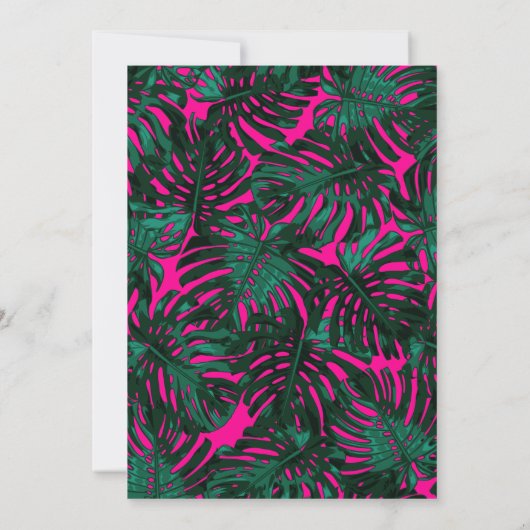 Invitation Mariage vert rose chaud Feuille tropical (Dos)