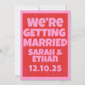 Invitation Mariage vert rose funky rétro (Devant)