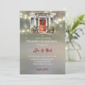 Invitation Mariage vert rouge Berry Décor Porte claire (Debout devant)