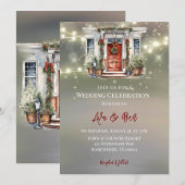 Invitation Mariage vert rouge Berry Décor Porte claire (Devant / Derrière)