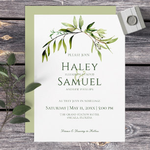Invitation Mariage vert rustique Bough vert clair